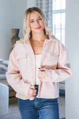 Adalyn Flap Pocket Button Up Jacket, Dusty Pink | North & Main Clothing Company