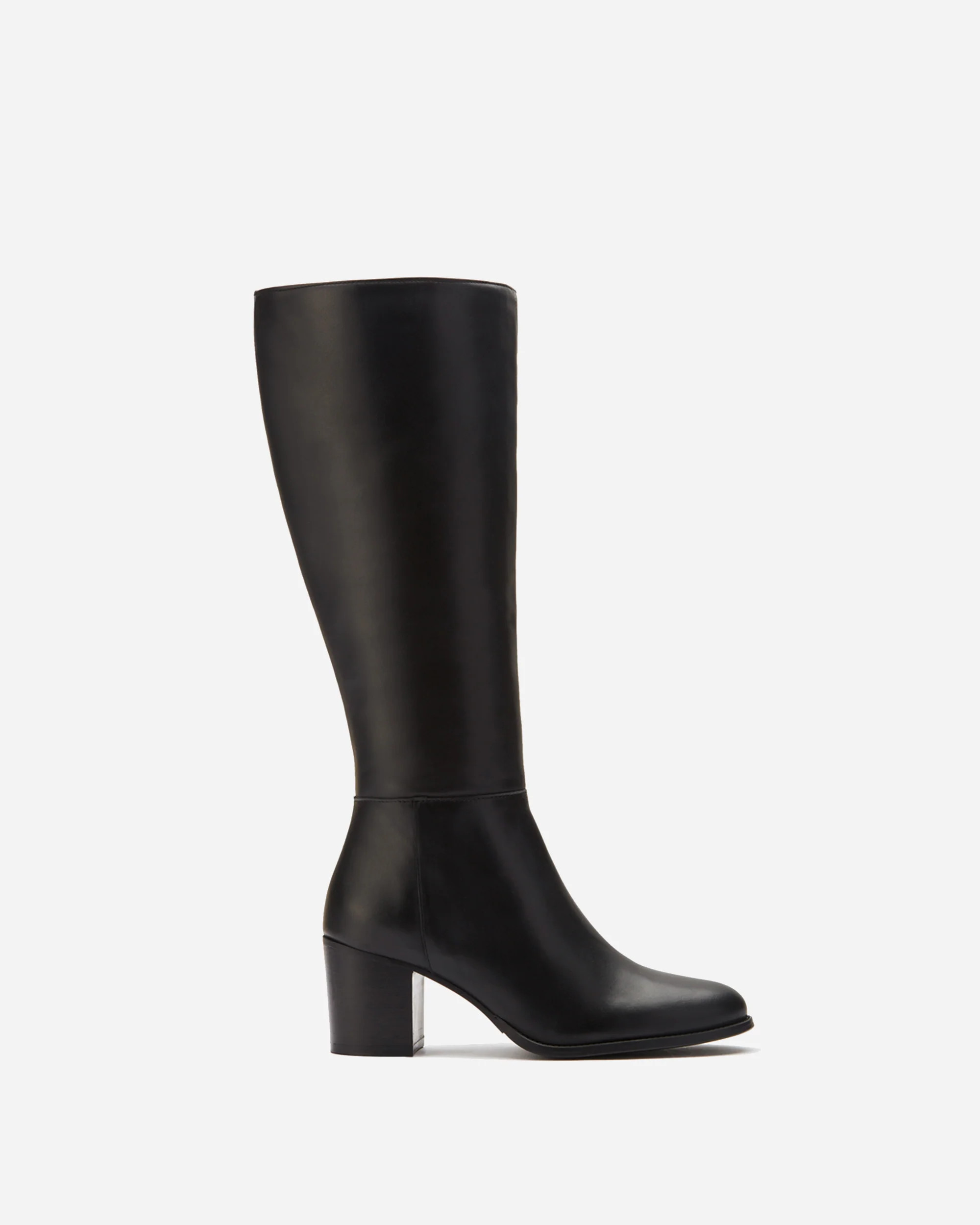 Dalia Standard Knee High Boots in Black Leather | DuoBoots