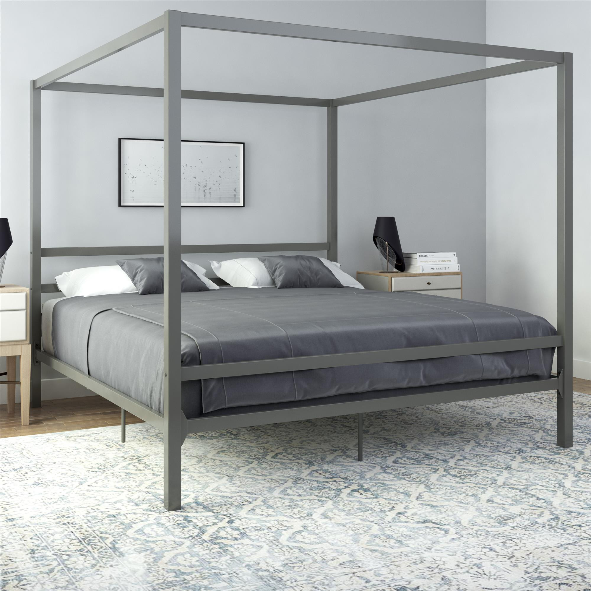 DHP Modern Metal Canopy Platform Bed Frame, King, Gunmetal Gray | Walmart (US)