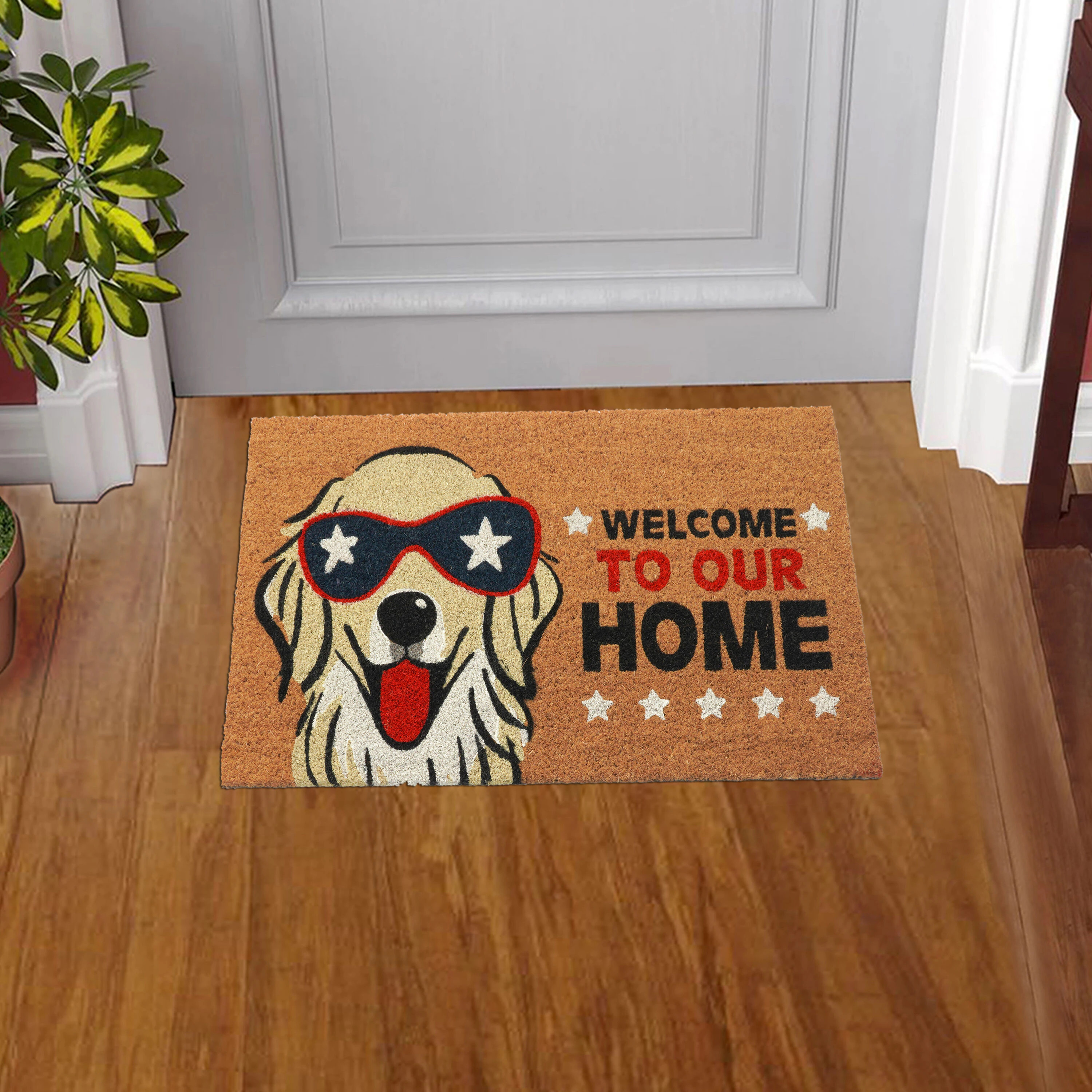 Style Selections 18-in x 30-in Natural Non-Slip Grip Indoor or outdoor Summer Door Mat Rubber | WG-Q225-GOLDEN RET | Lowe's