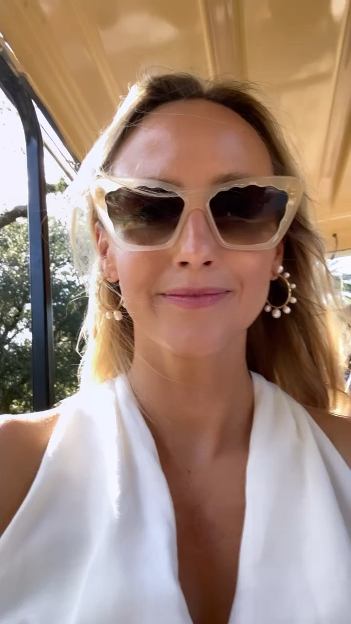 Cute white midi with Krewe sunnies 