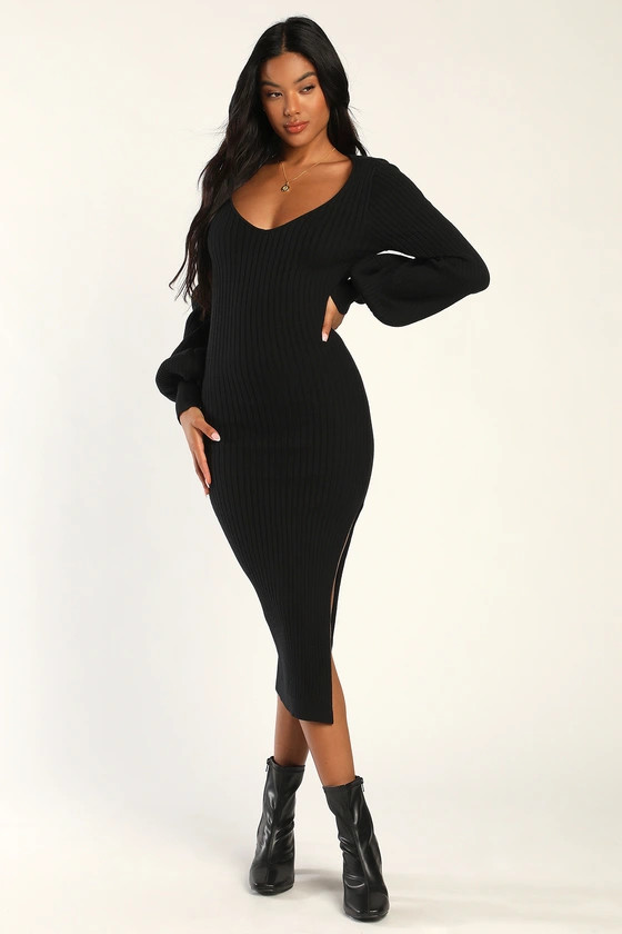 Season for Style Black Cutout Long Sleeve Sweater Dress | Lulus (US)