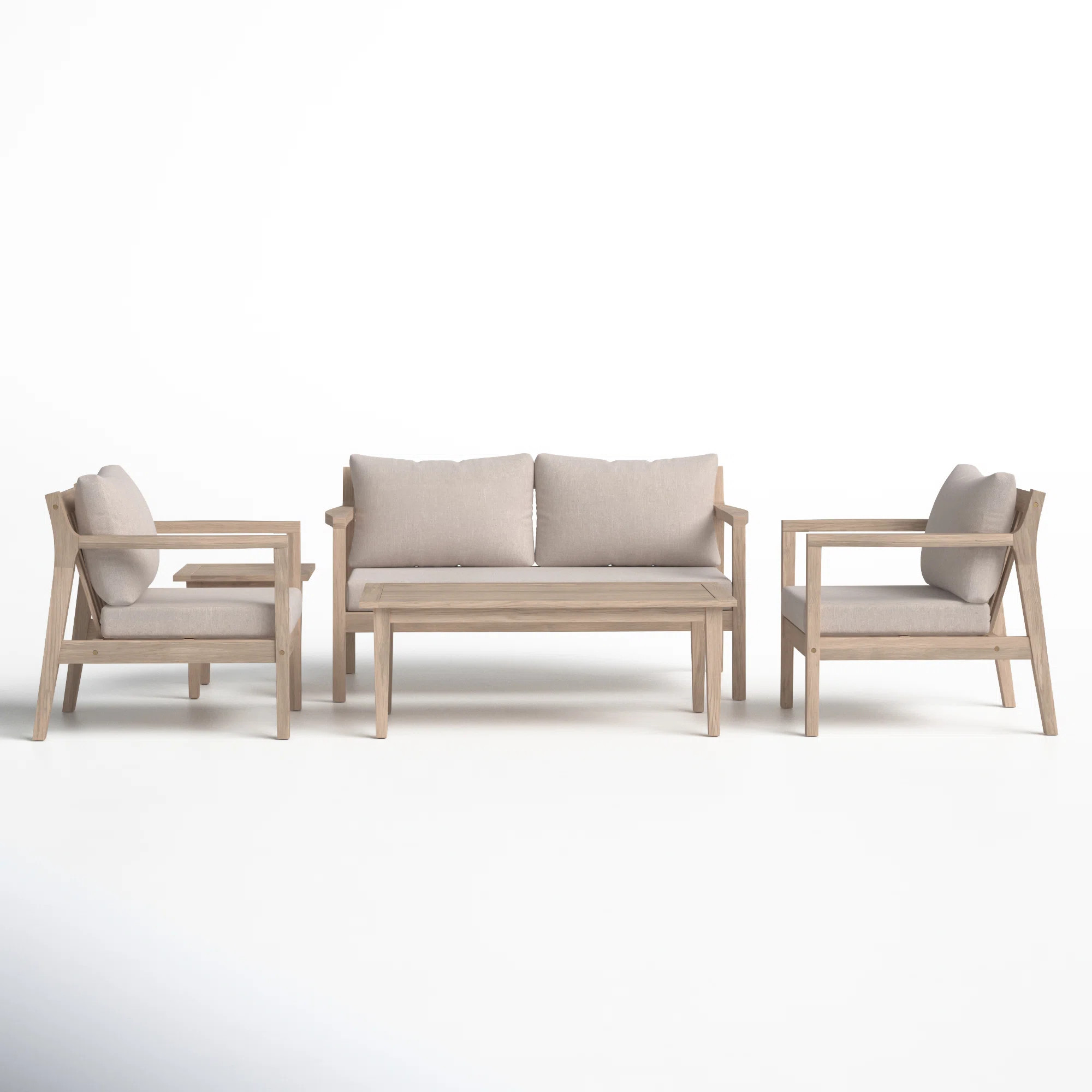 Amina Outdoor Solid Wood Acacia 4 - Person Cushioned Seating Set | Wayfair North America