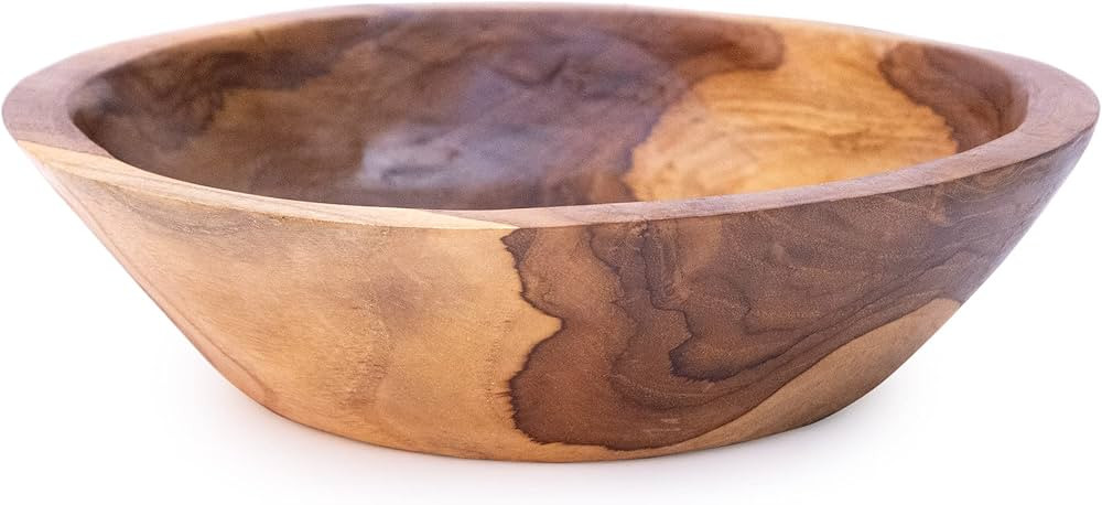 ANDALUCA 9 Inch Teak Wood Hand Carved Rustic Organic Bowl Small (9"-10" Diameter) | Amazon (US)