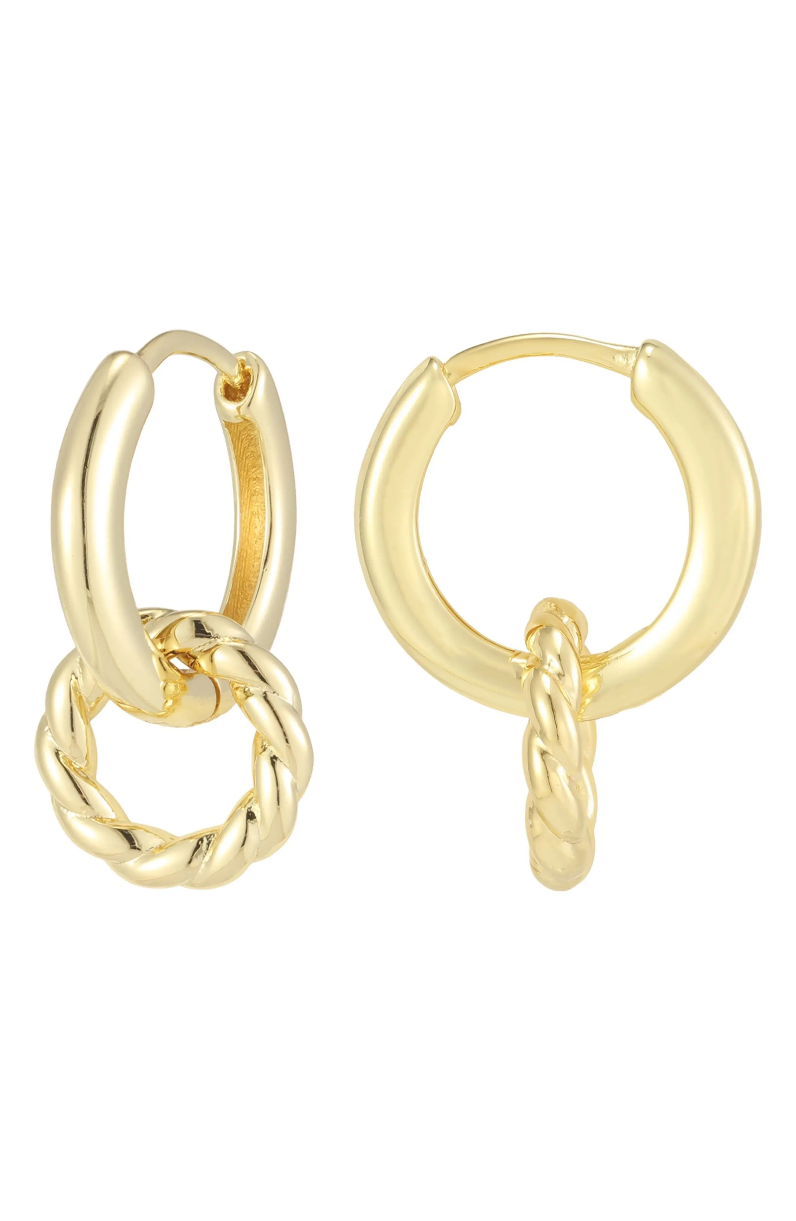 Adornia 14K Gold Plated Detachable Circle Drop Huggie Hoop Earrings at Nordstrom Rack | Nordstrom Rack