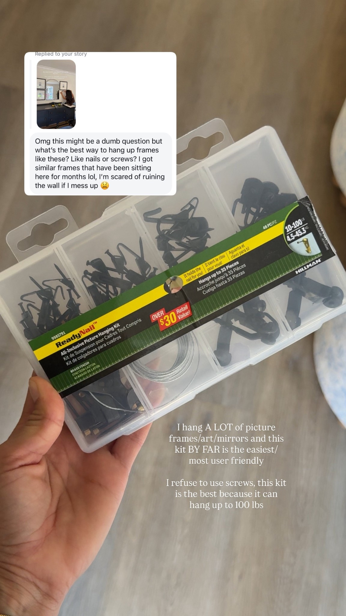 Picture/mirror/art hanging kit 