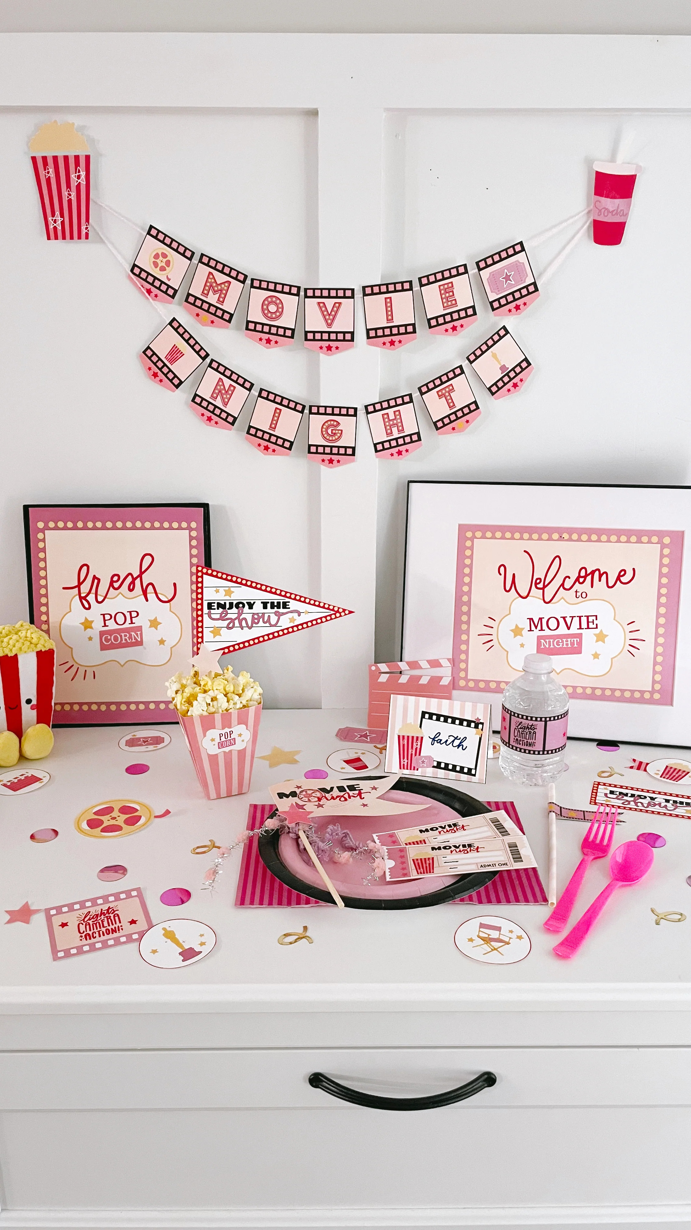Movie Night PINK Bundle | Printable bundle | The Letter Vee