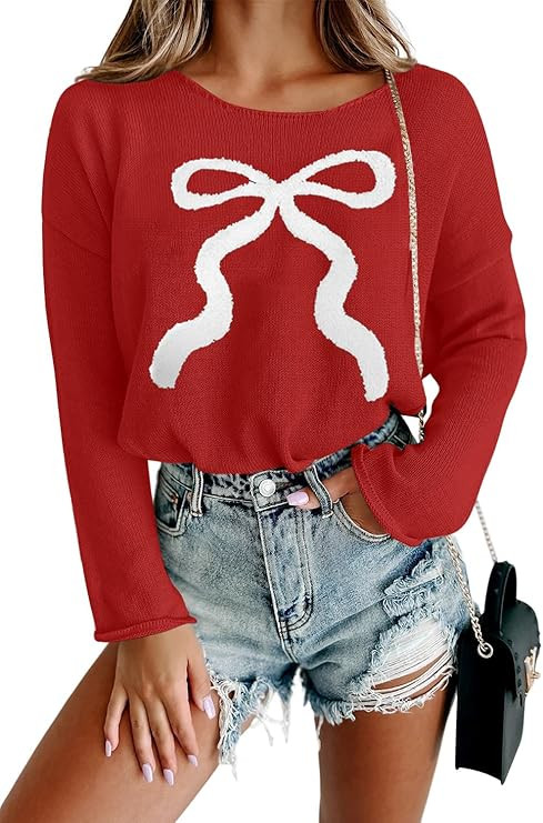 Women Merry Christmas Sweater Long Sleeve Xmas Knitted Top Funny Holiday Graphic Pullover Tops 20... | Amazon (US)
