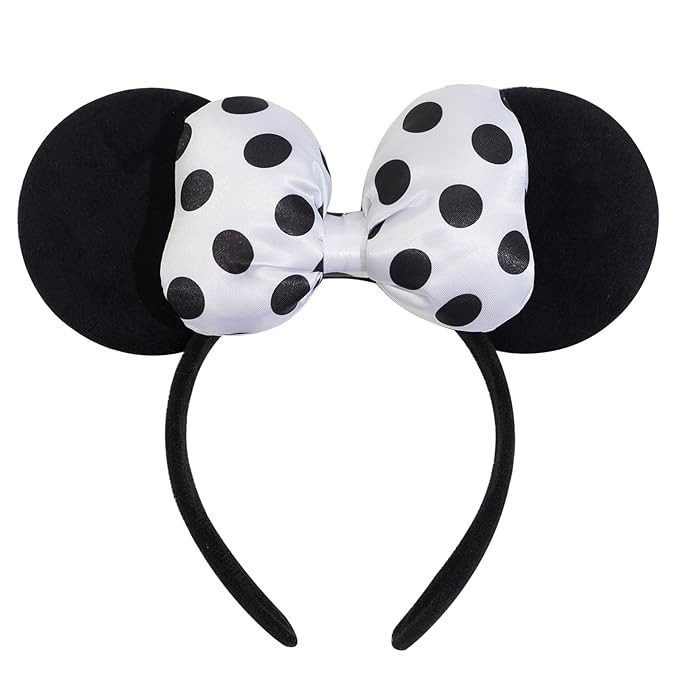 Mouse Ear Headband with 3D Cotton Bow, Polka Dot Bow Mouse Party Costume Accessories for Women Gi... | Amazon (US)