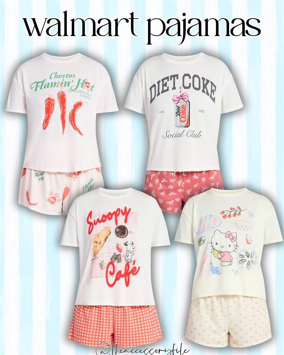 Walmart pajamas, Walmart fashion, Walmart style, Walmart deals, Walmart finds, pajama sets, Diet Coke, hello kitty 