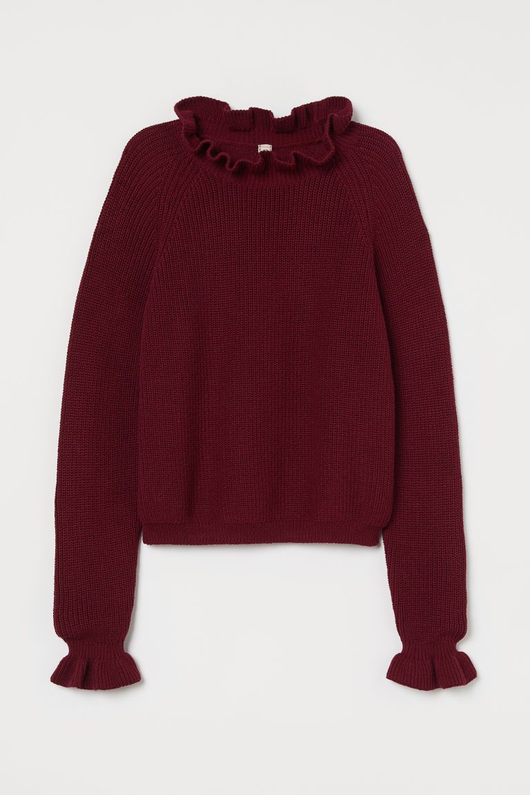 Knit Sweater with Ruffle Trim | H&M (US + CA)