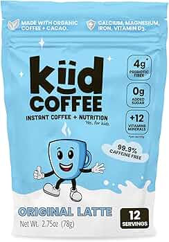Kiid Coffee Instant Latte - 99.9% Caffeine Free - Organic Decaf Coffee, 4g Fiber, 0g Sugar, 12 Vi... | Amazon (US)