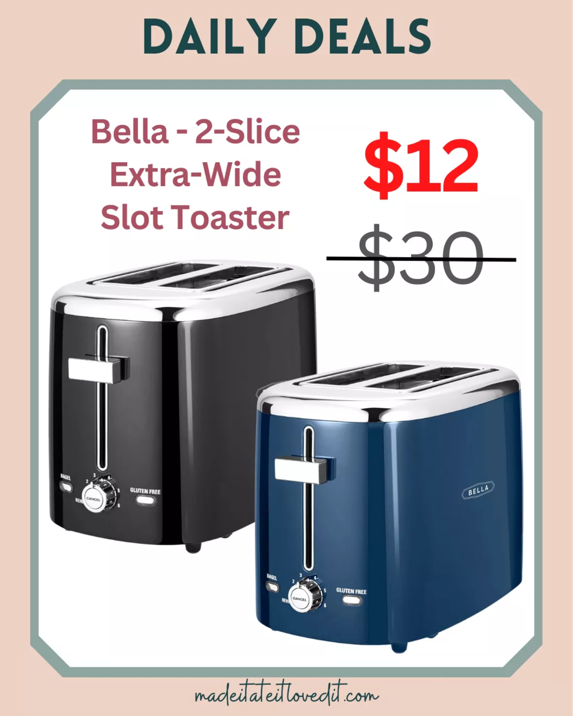 Bella 2-Slice Extra-Wide Slot Toaster Ink Blue 17479 - Best Buy