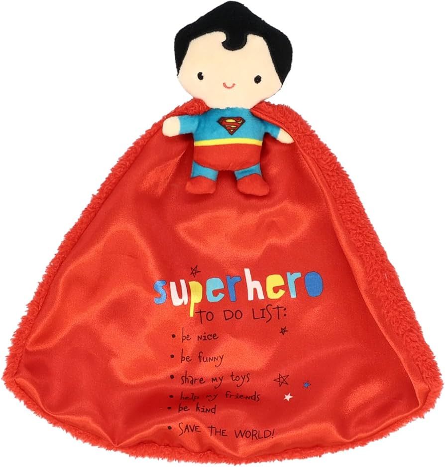 Kids Preferred DC Comics Superman Lovey Security Blanket, Soft Huggable Dark Knight Plush Lovey T... | Amazon (US)
