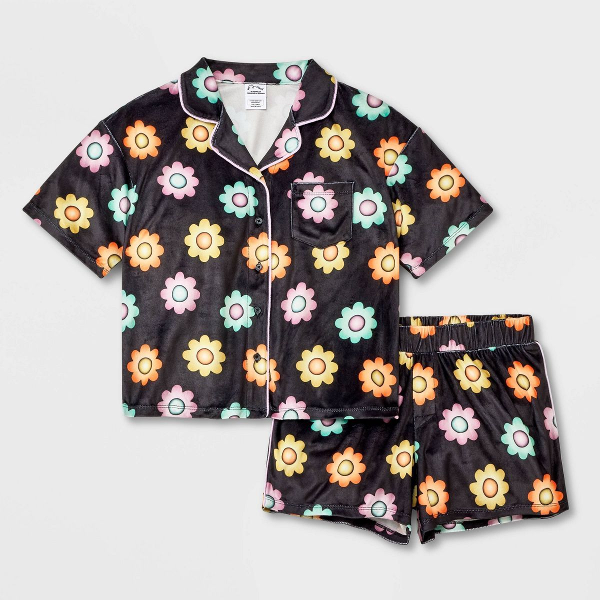 Girls' Short Sleeve Button Up Pajama Set - art class™ | Target