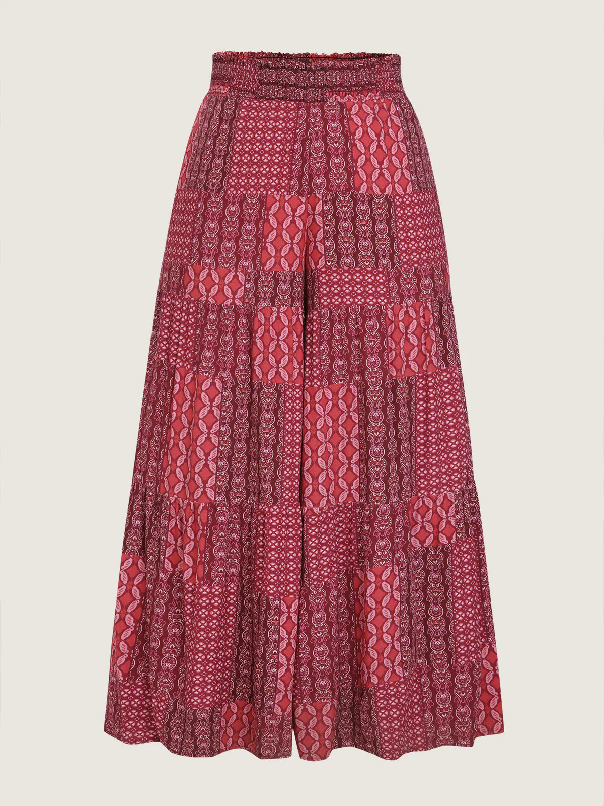 Geometric Print Flared Shirred Waist Pants | Bloomchic