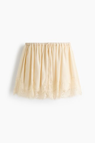 H & M - Lace-Trimmed Viscose Mini Skirt - Pale Yellow | H&M (US + CA)