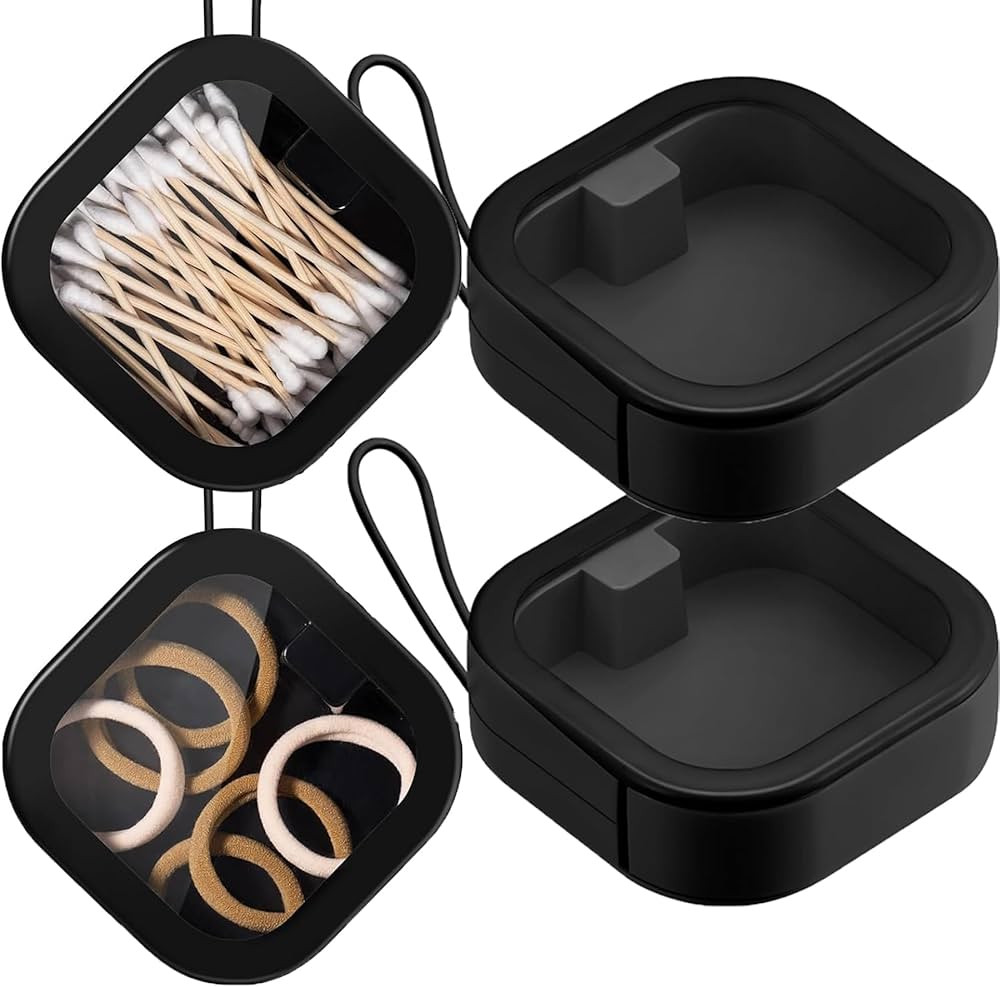 2 pcs Hair Tie Organizer,Portable Travel Qtip Holder,Bathroom Storage Organizer Qtip Dispenser Co... | Amazon (US)