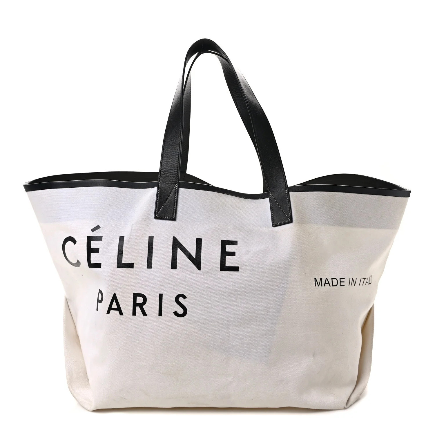 Textile Large Made In Tote White Black | FASHIONPHILE (US)