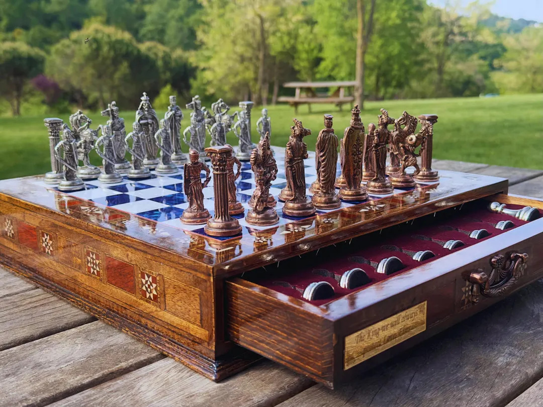 Luxury Handmade Wooden Chess Set With Storage - Personalized Chess Gift for Christmas - Etsy | Etsy (US)