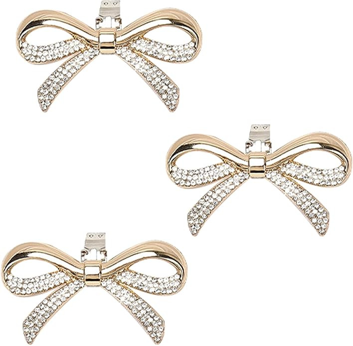 3pcs new bow shoe clip, fashionable DIY shoe bag clothing bow shoe buckle rhinestone shoe clip bo... | Amazon (US)