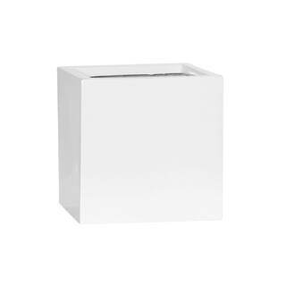 Fleur 7.87 in. H Glossy White Color Planter- made of Fiberstone, Medium | The Home Depot