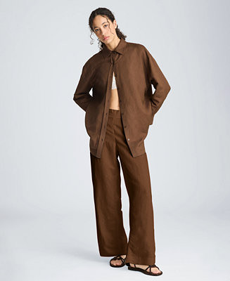 Women's Pull on Wide Leg Linen Pants | Macy's