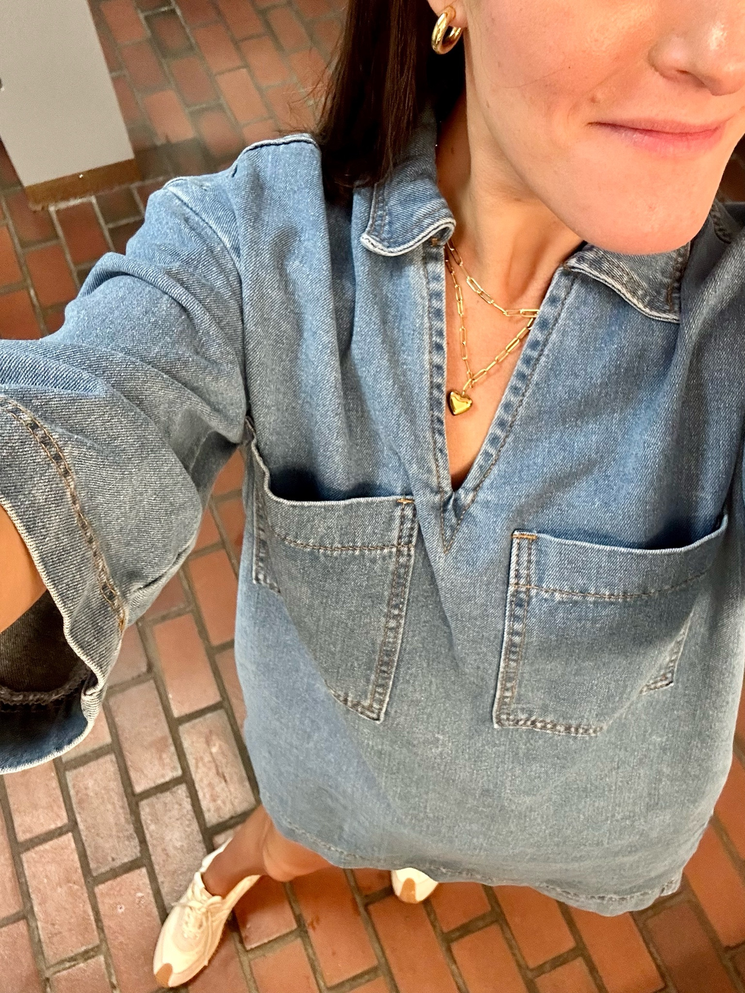  Jean Dress - Amazon, Small
Necklaces and Earrings- Amazon 
Sneakers - Loewe 

#LTKStyleTip #LTKFindsUnder50
