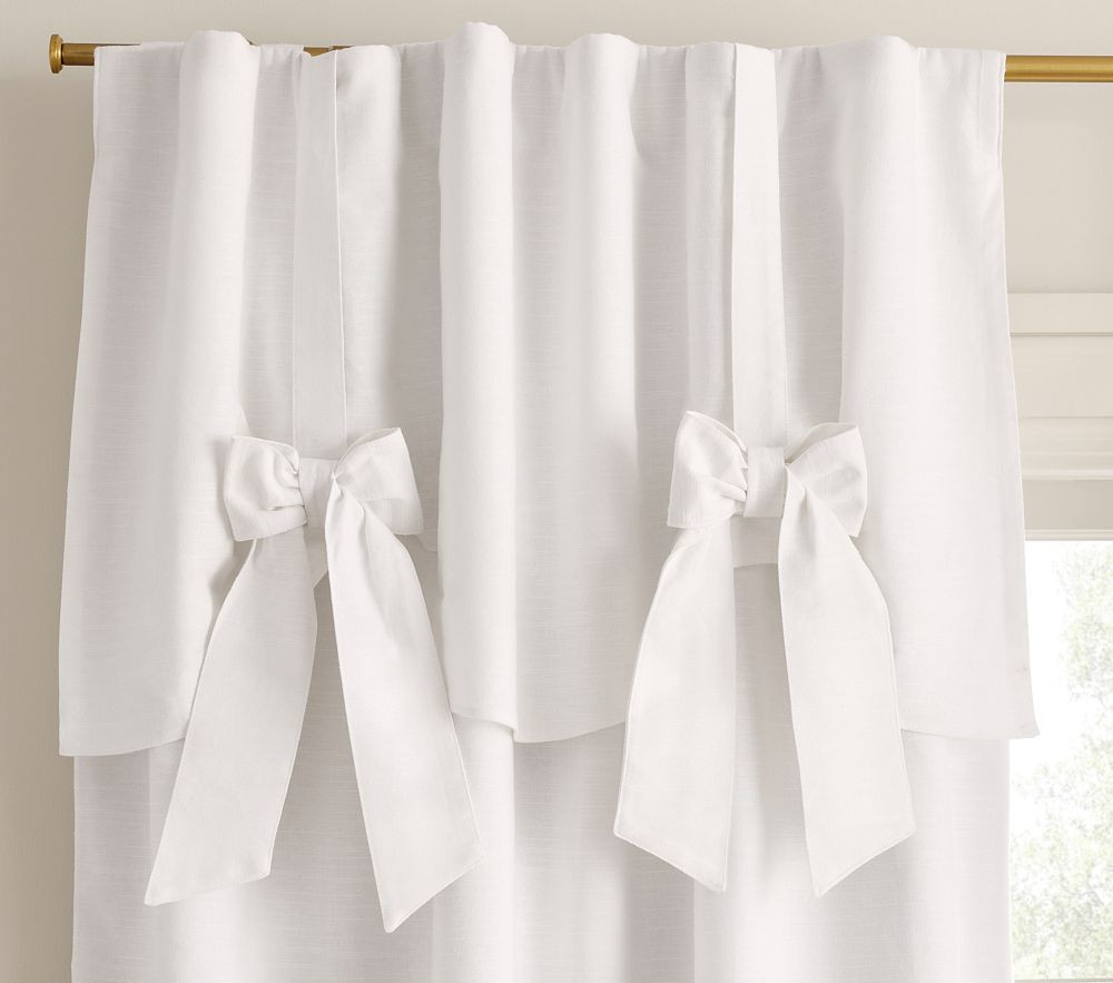 Evelyn Linen-Blend Bow Valance Blackout Curtain | Pottery Barn Kids
