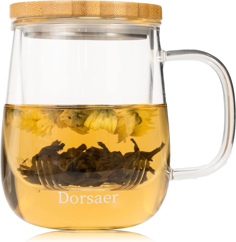 Dorsaer Glass Tea Mugs - Glass Tea Cup with Glass Infuser and Lid for Tea Steeping at Home and Of... | Amazon (CA)
