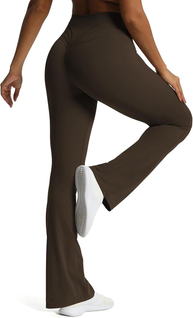 Aoxjox Flare Leggings for Women Trinity Tummy Control High Waisted Wide Leg Yoga Pants | Amazon (US)