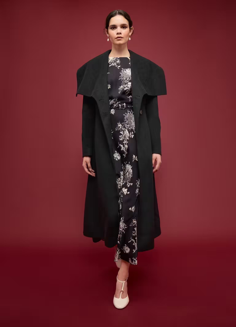 Rose Black Wool Large Collar Coat | L.K. Bennett (UK)