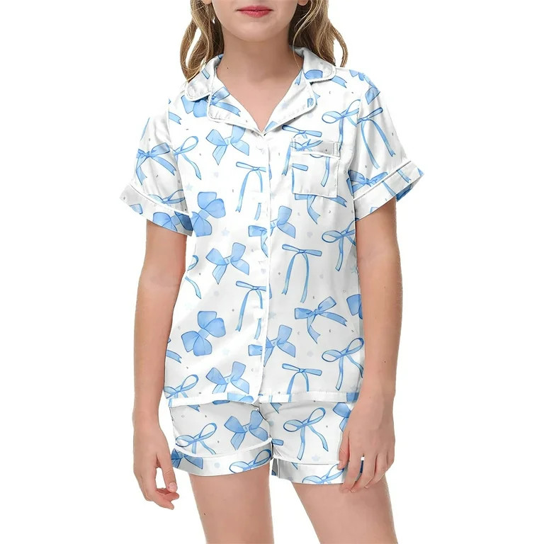 Gunia Girls Bow Pajamas Set,Girl'S Short Sleeve Pajama Set Relaxed Pjs,4-5 Years | Walmart (US)