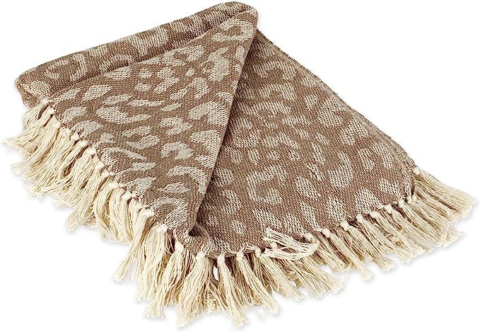 DII Bold Eclectic Leopard Woven Throw, 50x60, White | Amazon (US)