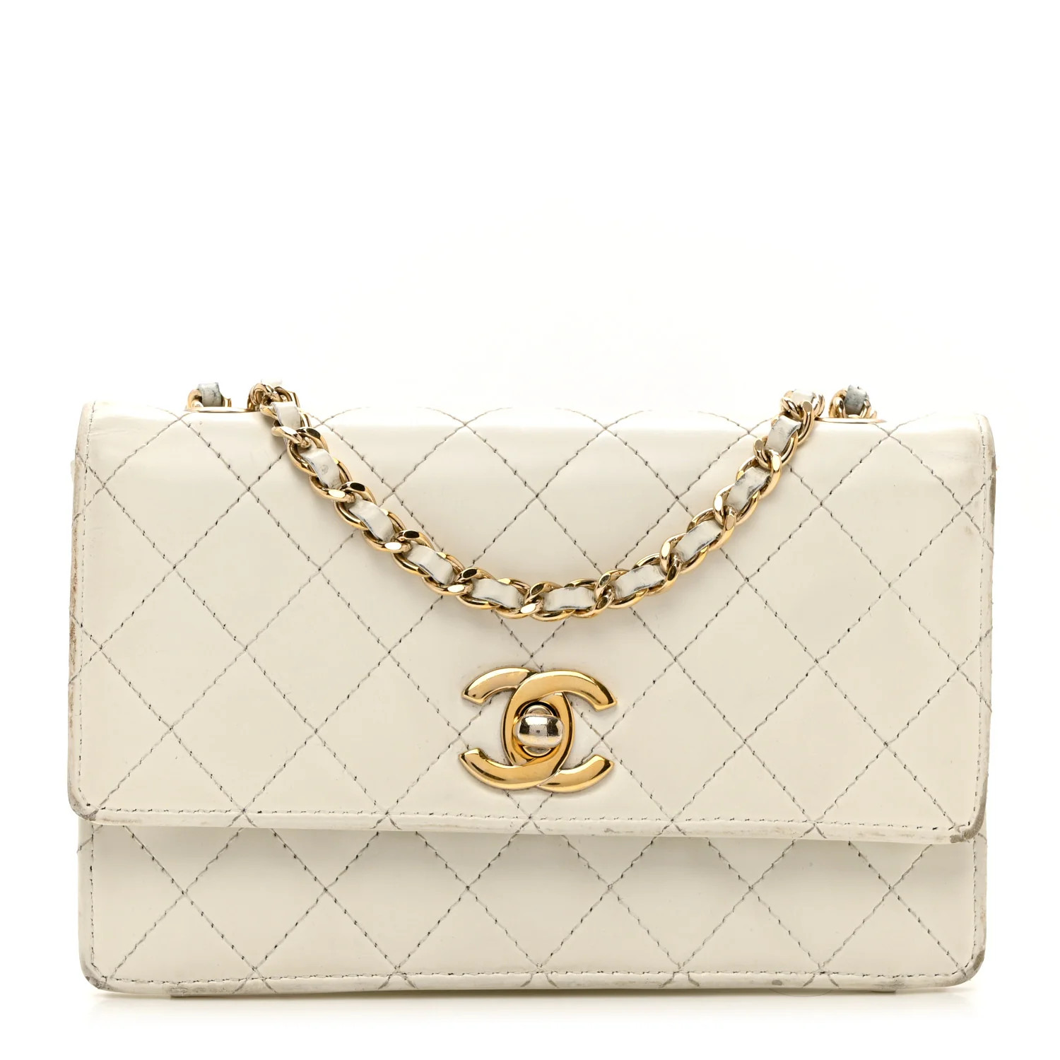Glazed Calfskin Quilted Small Flap White | FASHIONPHILE (US)