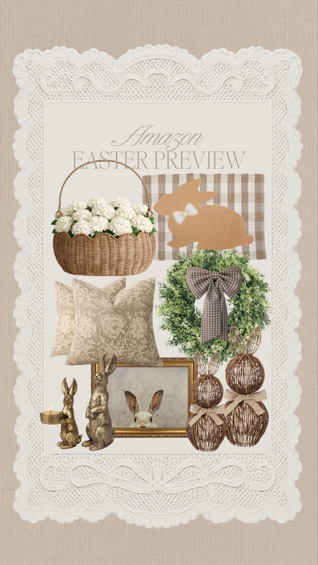 amazon easter decor is already so good this year 🤎 scalloped baskets, gingham bows & the prettiest neutral bunnies

#easterdecor #springdecor #amazonhome #neutraldecor #modernorganic #easterinspo #ltkhome #cozyhome #seasonaldecor #homedetails

#LTKHome #LTKSeasonal
