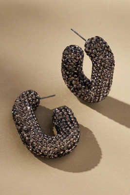 Oblong Pavé Hoop Earrings | Anthropologie (US)