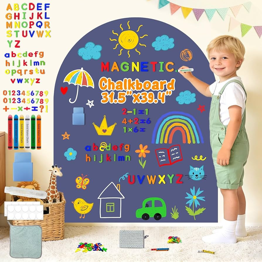 Magnetic Wall Decals for Kids Navy Blue Magnetic Chalkboard Sticker for Walls Peel and Stick Self... | Amazon (US)