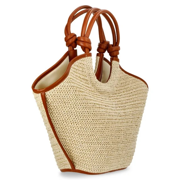Time and Tru Women's Knot Handle Tote Handbag, Natural | Walmart (US)