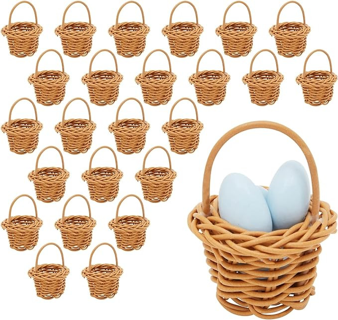 Juvale 24 Pack Rattan Mini Picnic Baskets with Handles for Tiny Birthday Party Favors or Baby Sho... | Amazon (US)