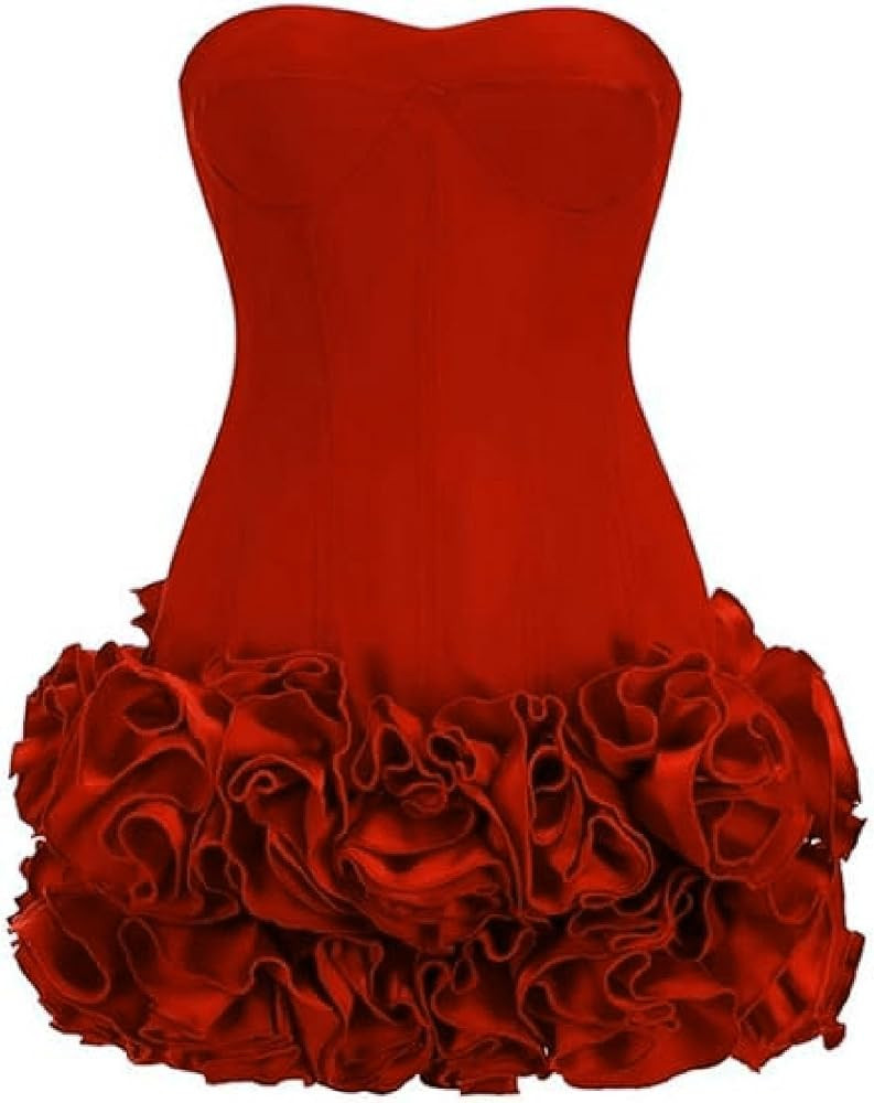 Women's 3D Flower Strapless Cocktail Party Gowns Bodycon Short Prom Dress Sweetheart Mini Dress | Amazon (US)