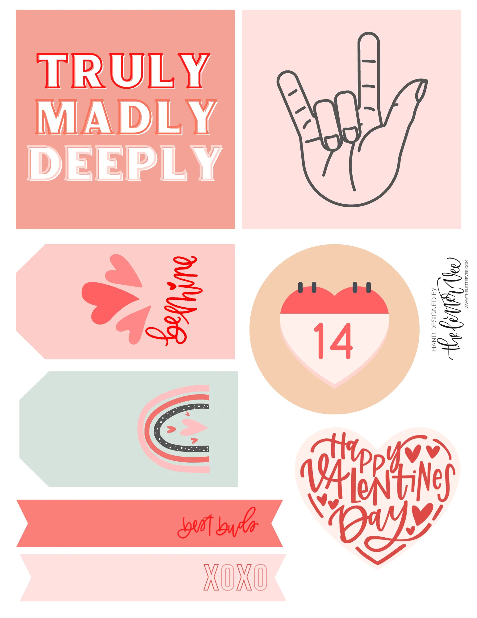Valentine Bundle | Printable bundle | The Letter Vee