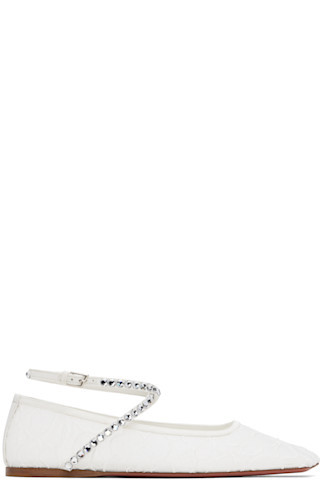 White Ane Lace Ballerina Flats | SSENSE