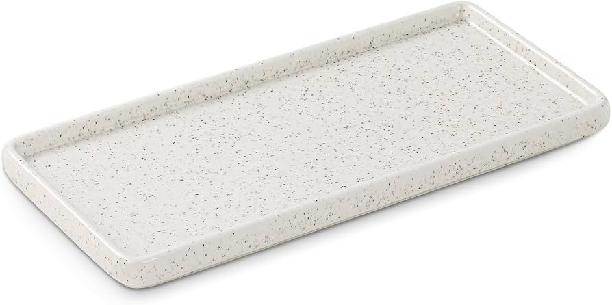 LoeJan 10" Bathroom Tray, Ceramic Vanity Dish for Counter Kitchen Soap Perfume Candle, Small Orga... | Amazon (UK)