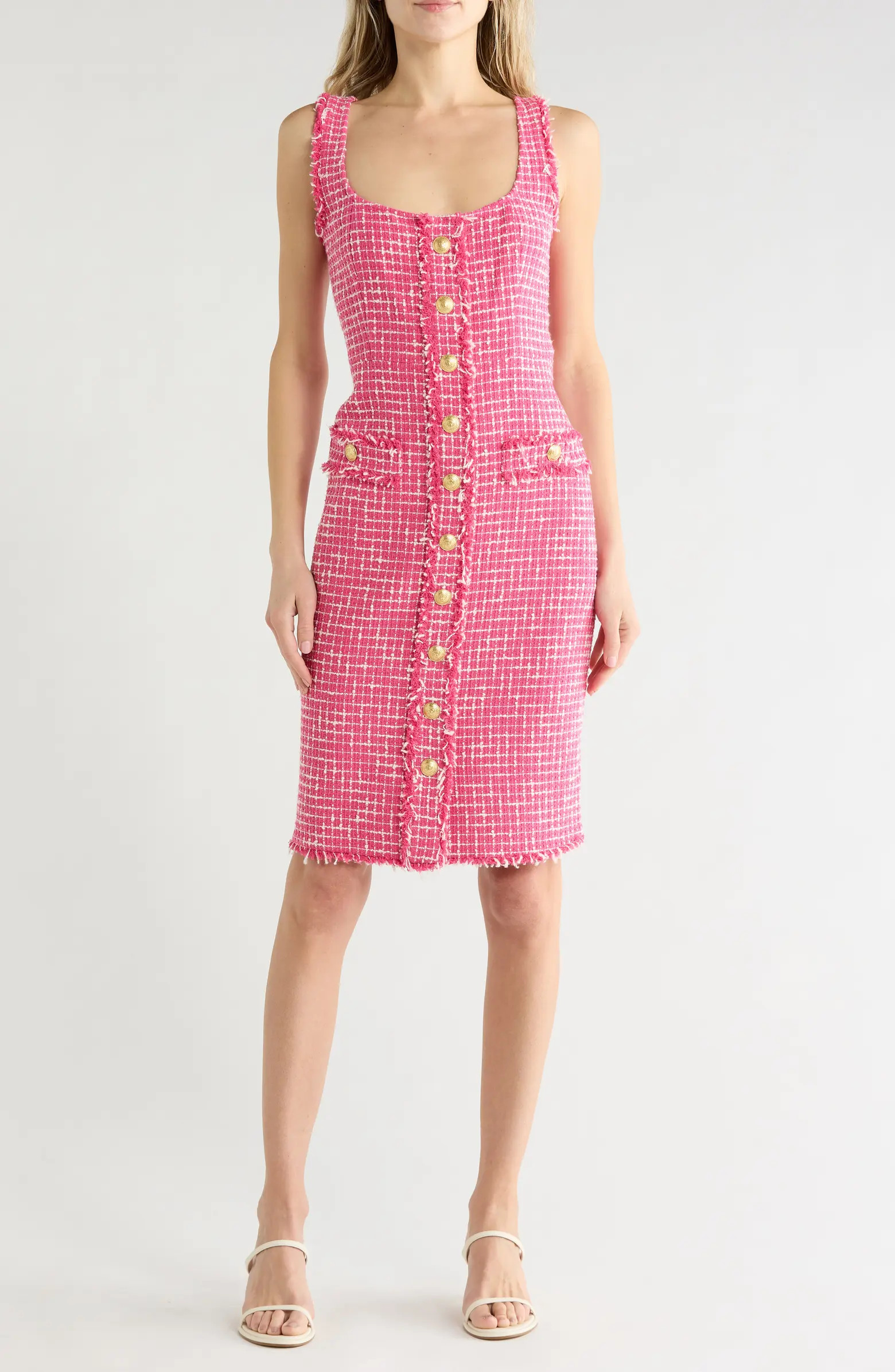 L'AGENCE Aya Sleeveless Tweed Midi Dress | Nordstromrack | Nordstrom Rack