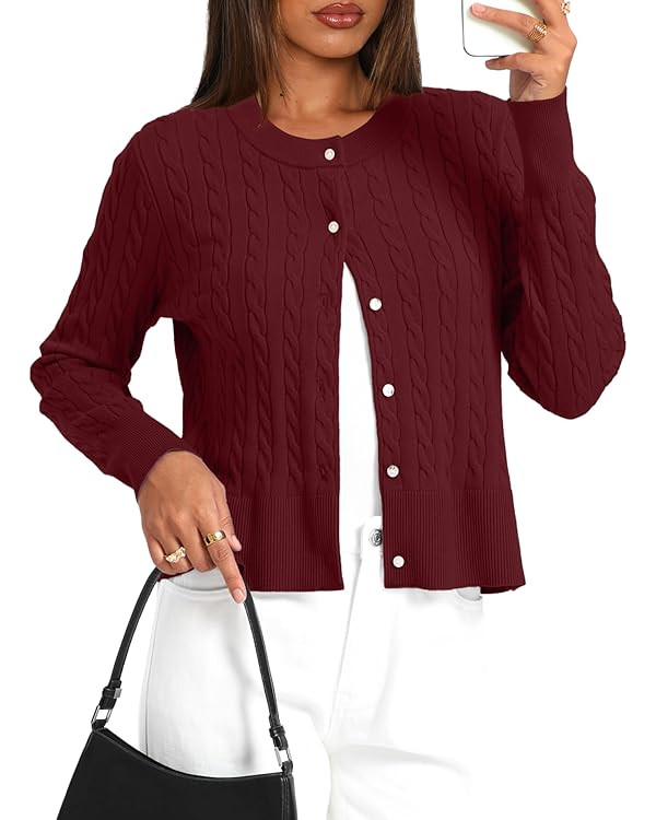 Darong Women's Long Sleeve Cable Knit Cardigan Sweater Fall Winter Open Front Button Up Outfits F... | Amazon (US)