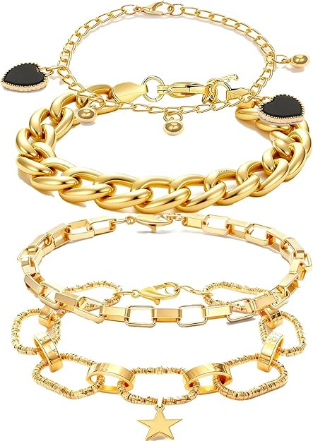 Alegend Titanium Steel (Not Rust, Resist Corruption, Easily Clean) 18K Gold Plated Single Bracele... | Amazon (US)