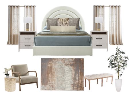 Make your bedroom the ultimate sanctuary with this round, upholstered bed and boho-chic styles meets organic modern vibe. pottery barn, bedroom decor, scalloped, curtains

#LTKsalealert #LTKhome