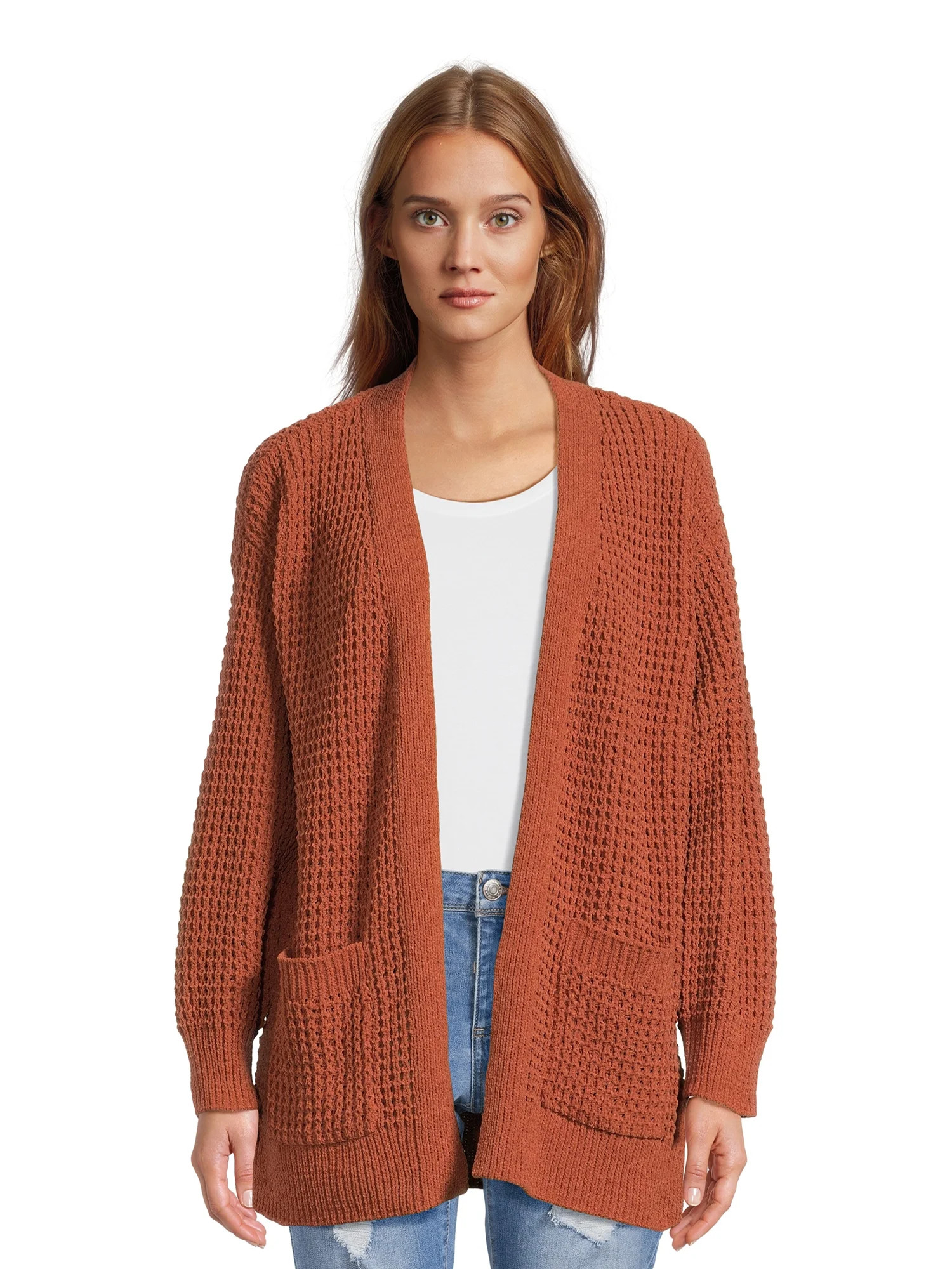 Time and Tru Women's Chenille Waffle Cardigan | Walmart (US)