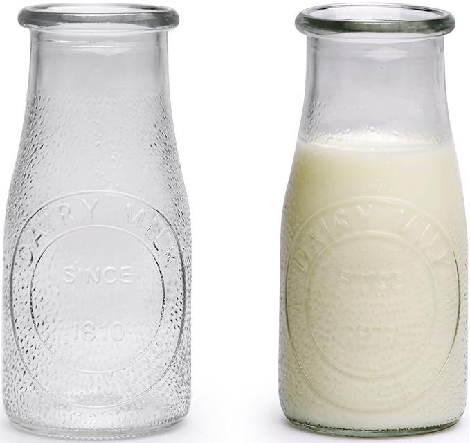 Circleware 69009 Hammered Milk Bottles Set of 6, 16 oz Glasses Glassware for Water, Juice, Beer, ... | Amazon (US)